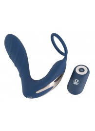 Синий вибростимулятор простаты с кольцом - 14,5 см. - Orion - в Воронеже купить с доставкой