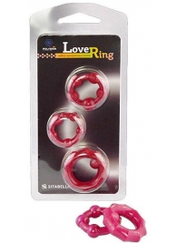 Набор из 3 малиновых рельефных эрекционных колец - Sitabella - в Воронеже купить с доставкой
