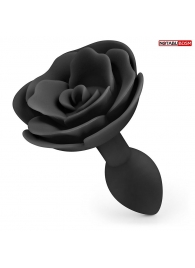 Черная гладкая анальная втулка-роза - Notabu - купить с доставкой в Воронеже