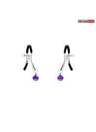 Оригинальные зажимы на соски с фиолетовыми шариками - Notabu - купить с доставкой в Воронеже