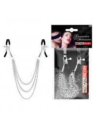 Оригинальные зажимы на соски с тройной цепочкой - Notabu - купить с доставкой в Воронеже