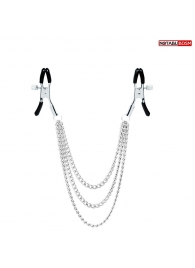 Оригинальные зажимы на соски с тройной цепочкой - Notabu - купить с доставкой в Воронеже