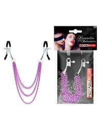 Оригинальные зажимы на соски с тройной розовой цепочкой - Notabu - купить с доставкой в Воронеже