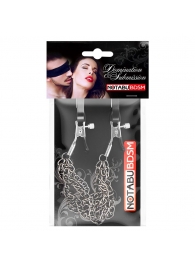 Оригинальные зажимы на соски с тройной короткой цепочкой - Notabu - купить с доставкой в Воронеже