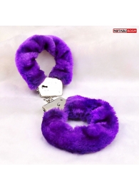 Металлические наручники с мягкой фиолетовой опушкой - Notabu - купить с доставкой в Воронеже