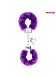 Металлические наручники с мягкой фиолетовой опушкой - Notabu - купить с доставкой в Воронеже
