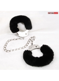 Металлические оковы с мягкой черной опушкой - Notabu - купить с доставкой в Воронеже