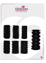 Набор из 7 черных насадок PENIS SLEEVES SET - Dream Toys - в Воронеже купить с доставкой