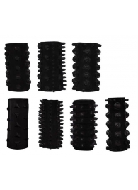 Набор из 7 черных насадок PENIS SLEEVES SET - Dream Toys - в Воронеже купить с доставкой