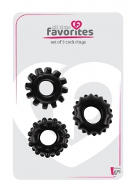 Набор из 3 черных эрекционных колец SET OF 3 COCKRINGS - Dream Toys - в Воронеже купить с доставкой