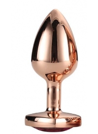 Золотистая анальная втулка с кристаллом-сердечком розового цвета - 7,1 см. - Dream Toys - купить с доставкой в Воронеже