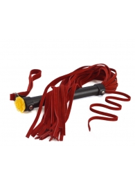Красная многохвостая плеть с розой на рукояти - 60 см. - Sitabella - купить с доставкой в Воронеже