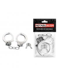 Серебристые металлические наручники на сцепке с ключиками - Notabu - купить с доставкой в Воронеже