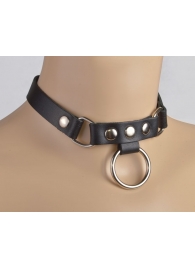 Черный чокер с клепками и кольцом - Sitabella - купить с доставкой в Воронеже