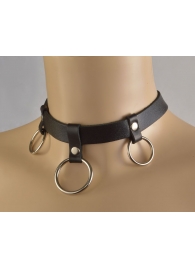 Черный чокер  Соло  с 3 кольцами - Sitabella - купить с доставкой в Воронеже
