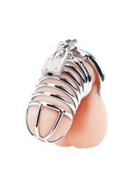 Металлическая клетка Deluxe Сhastity Сage с замком - BlueLine - купить с доставкой в Воронеже