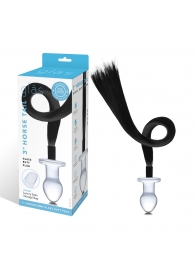 Стеклянная анальная пробка с черным конским хвостом - Glas - купить с доставкой в Воронеже