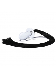 Стеклянная анальная пробка с черным конским хвостом - Glas - купить с доставкой в Воронеже