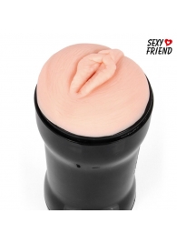 Телесный мастурбатор-вагина в черной колбе - 1137 - в Воронеже купить с доставкой