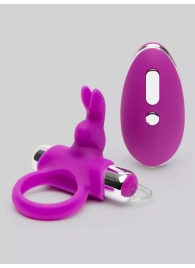 Лиловое виброкольцо с пультом ДУ Remote Control Cock Ring - Happy Rabbit - в Воронеже купить с доставкой