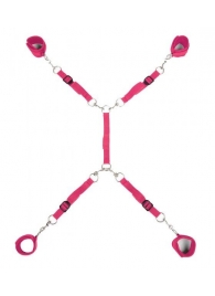 Ярко-розовый набор фиксаций на кровати Classic Bed Spreader - Lux Fetish - купить с доставкой в Воронеже