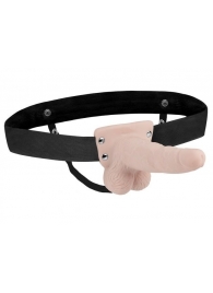 Телесный перезаряжаемый вибрострапон - 18 см. - Lux Fetish - купить с доставкой в Воронеже