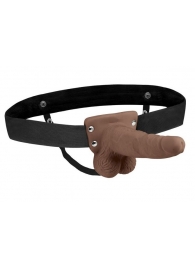 Коричневый перезаряжаемый вибрострапон - 18 см. - Lux Fetish - купить с доставкой в Воронеже