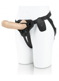 Телесный вибратор на трусиках с кольцом - 18 см. - Pegasus - купить с доставкой в Воронеже