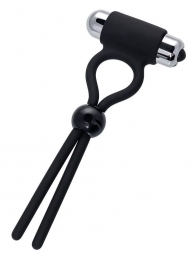 Черное эрекционное лассо Ect с виброэлементом - A-toys - в Воронеже купить с доставкой