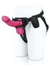 Розовый вибратор-реалистик на трусиках с кольцом - 17,8 см. - Pegasus - купить с доставкой в Воронеже