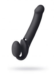 Черный безремневой вибрострапон Vibrating Bendable Strap-On L - Strap-on-me - купить с доставкой в Воронеже
