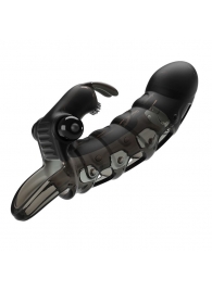 Черная закрытая насадка с подхватом мошонки и стимулятором клитора - 19,2 см. - Baile - в Воронеже купить с доставкой