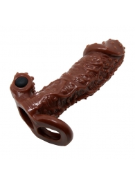 Коричневая насадка с точками, клиторальным стимулятором и подхватом - 13,7 см. - Baile - в Воронеже купить с доставкой