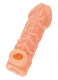 Телесная закрытая насадка с венками Cock Sleeve Size L - 17,6 см. - KOKOS - в Воронеже купить с доставкой