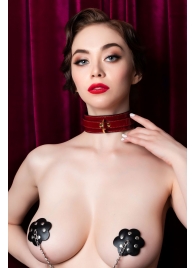 Красный ошейник из лакированного материала - ToyFa - купить с доставкой в Воронеже