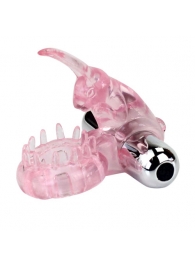 Эрекционное розовое виброкольцо с клиторальным зайчиком - Baile - в Воронеже купить с доставкой