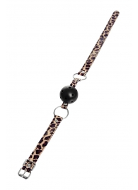 Черный кляп-шар на леопардовых ремешках Anonymo - ToyFa - купить с доставкой в Воронеже