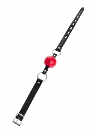 Красный кляп-шар на черных ремешках - ToyFa - купить с доставкой в Воронеже