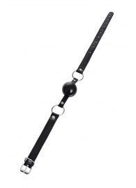 Черный кляп-шар на кожаных ремешках Anonymo - ToyFa - купить с доставкой в Воронеже