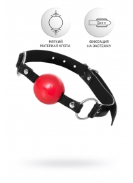 Красный кляп-шар на черных ремешках Anonymo - ToyFa - купить с доставкой в Воронеже