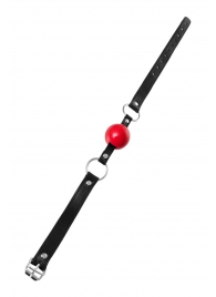 Красный кляп-шар на черных ремешках Anonymo - ToyFa - купить с доставкой в Воронеже