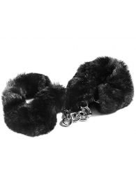 Наручники с черным искусственным мехом - Vulgar - купить с доставкой в Воронеже
