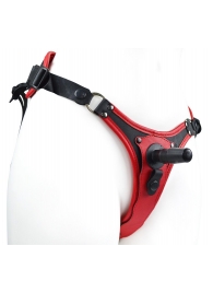 Красно-черный женский пояс с 2 способами крепления насадок - LOVETOY (А-Полимер) - купить с доставкой в Воронеже