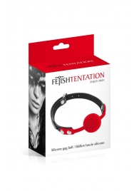 Красный кляп-шарик на черных ремешках - Fetish Tentation - купить с доставкой в Воронеже