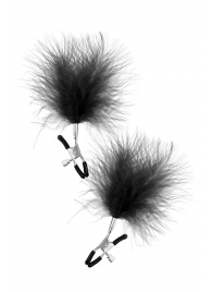 Зажимы на соски с черными пуховыми кисточками Sweet Caress Feather Nipple Clumps - Sweet Caress - купить с доставкой в Воронеже