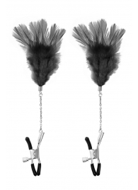 Зажимы для сосков с черными перьями Sweet Caress Feather Nipple Clumps - Sweet Caress - купить с доставкой в Воронеже