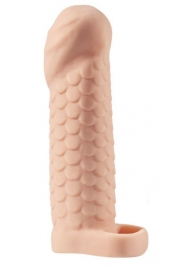 Телесная рельефная насадка-удлинитель KLEON с подхватом - 15 см. - Sitabella - в Воронеже купить с доставкой