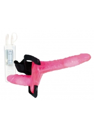 Поясной розовый виброфаллос с вагинальной пробкой - 17,5 см. - NMC - купить с доставкой в Воронеже