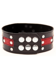 Чёрно-красный ошейник с клёпками - БДСМ Арсенал - купить с доставкой в Воронеже