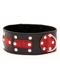 Чёрно-красный ошейник с клёпками - БДСМ Арсенал - купить с доставкой в Воронеже
